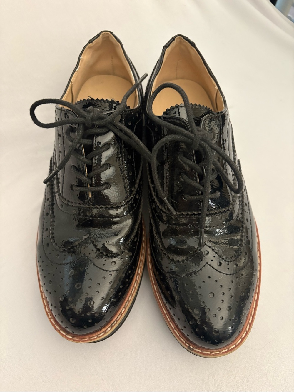 Madden Girl Black Patent Leather Wingtip Oxfords